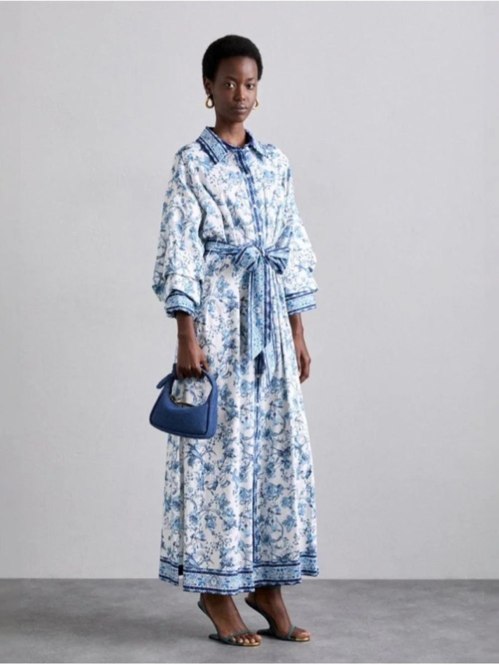 NWT Alice + Olivia Blue and White Floral Maxi Dress Size XS - Picture 3 of 11